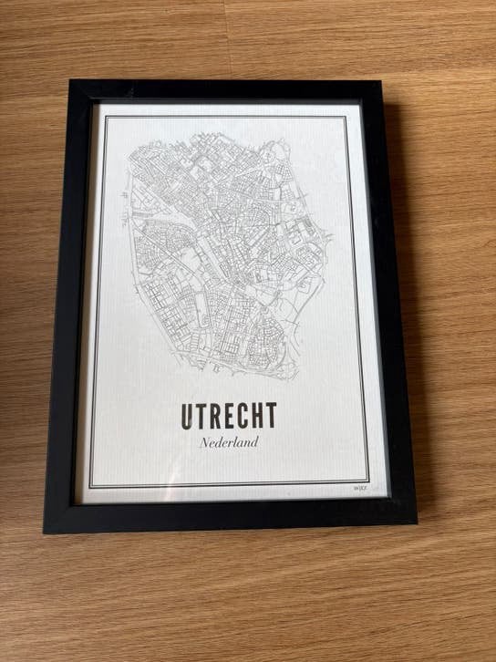 WIJCK Utrecht poster met zwart frame, Ophalen, Standaard fotolijst, Zo goed als nieuw, Zwart