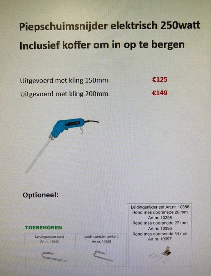 Nietapparaat en piepschuimsnijder, Ophalen, Nieuw
