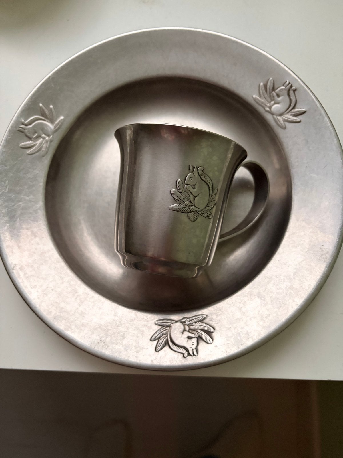 Vintage Gero Zilmeta tinnen kinderbeker en bordje, Antiek en Kunst, Ophalen of Verzenden