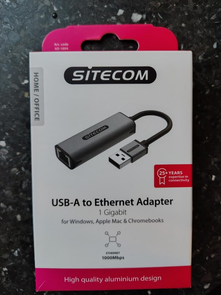 SITECOM USB-A naar Ethernet Adapter 1 Gigabit, Ophalen of Verzenden, Nieuw