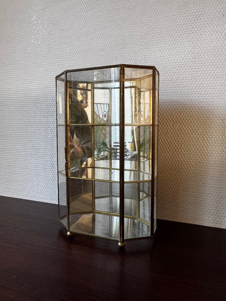 Vintage Messing Vitrinekastje, Display Kastje, Trinkets, Ophalen of Verzenden