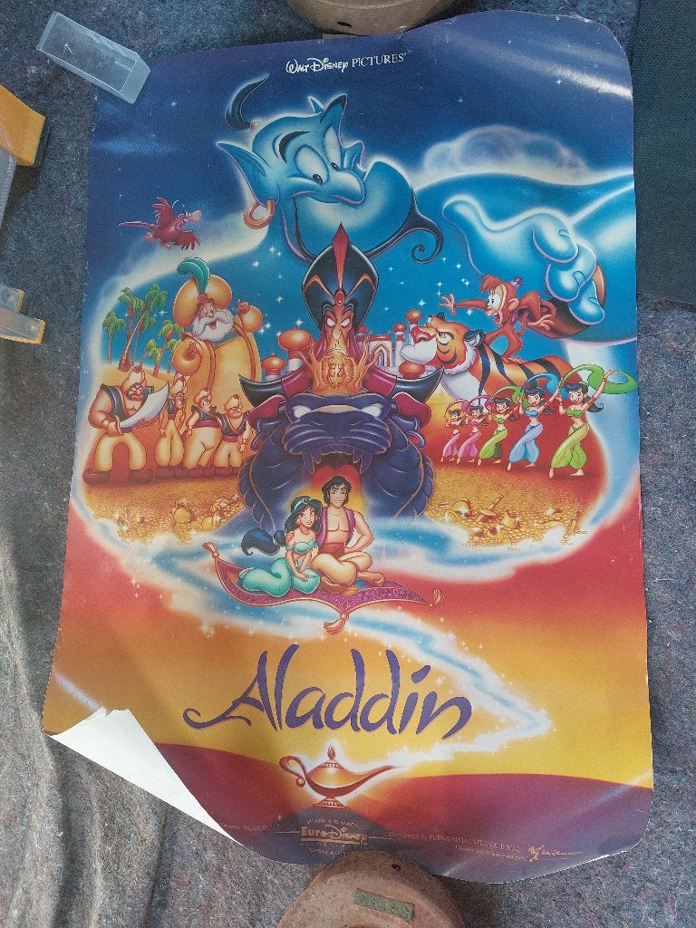 Poster Aladdin Eurodisney 1992, Ophalen, Overige figuren, Gebruikt, Plaatje of Poster
