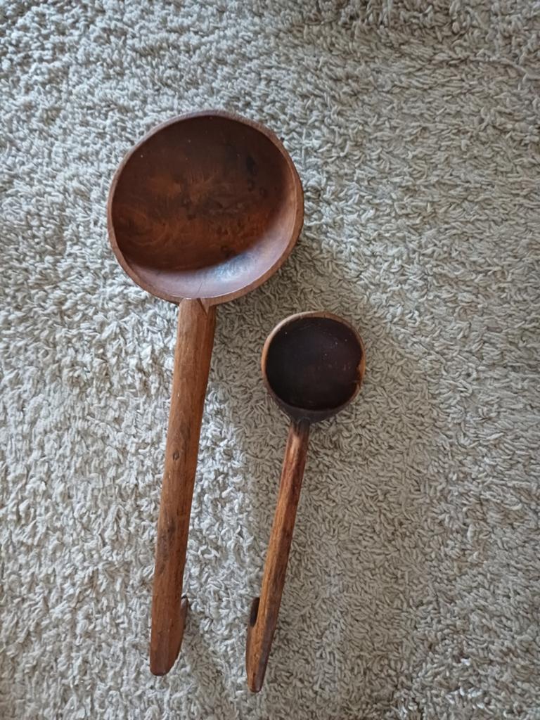Antieke handgemaakte houten opscheplepels, Antiek en Kunst, Ophalen of Verzenden