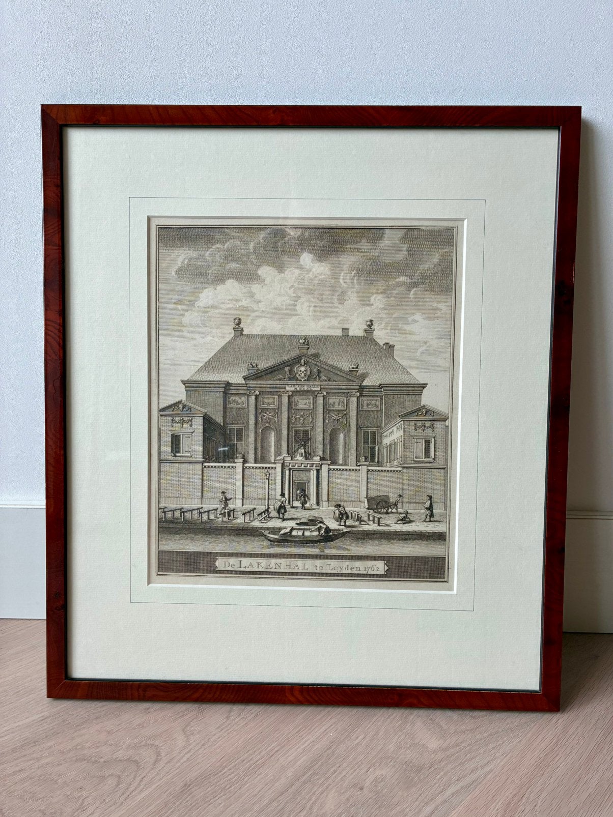 Ets/gravure Leiden Leyden Museum De Lakenhal, Ophalen of Verzenden, Stadsgezicht, Gravure, Ingelijst