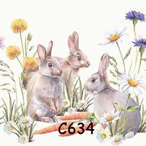 Servetten decoupage/bullet journal – konijnen C634, Verzenden, Nieuw