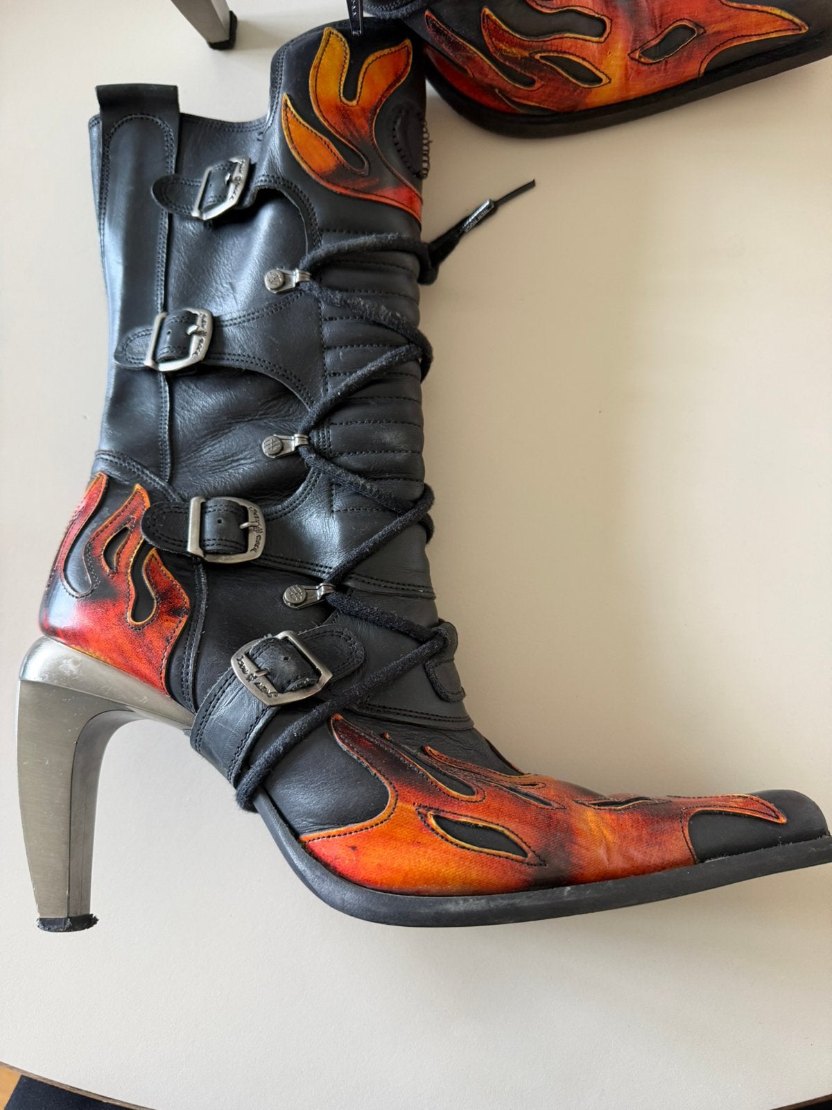 New Rock Flame biker boots, Hoge laarzen, Zwart, Ophalen of Verzenden, Gedragen