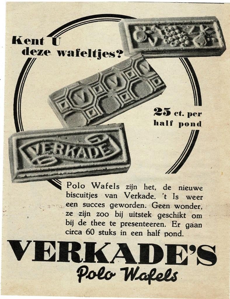 Kent U deze wafeltjes ? VERKADE'S POLO WAFELS 1936, Verzamelen, Merken en Reclamevoorwerpen, Verzenden, Zo goed als nieuw, Overige typen