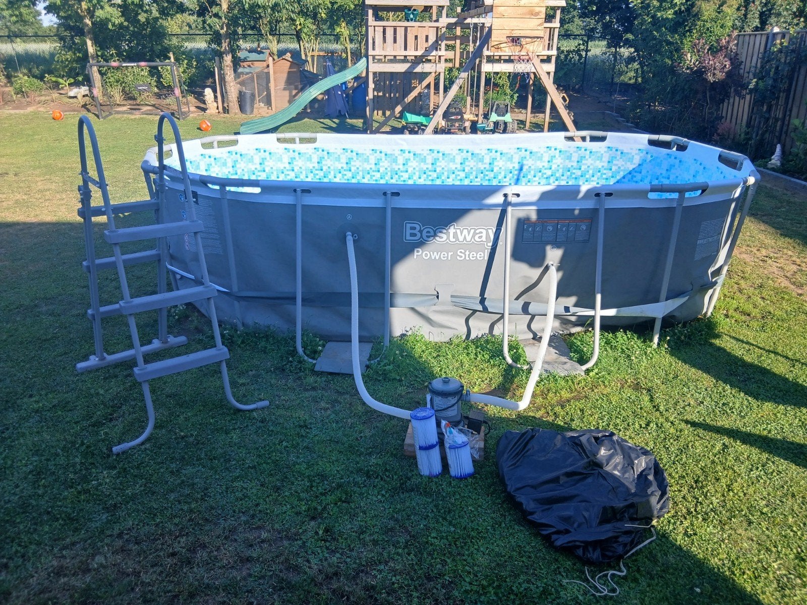 Bestway power steel  zwembad, Tuin en Terras, Ophalen, 200 tot 300 cm, 80 tot 120 cm, Ovaal