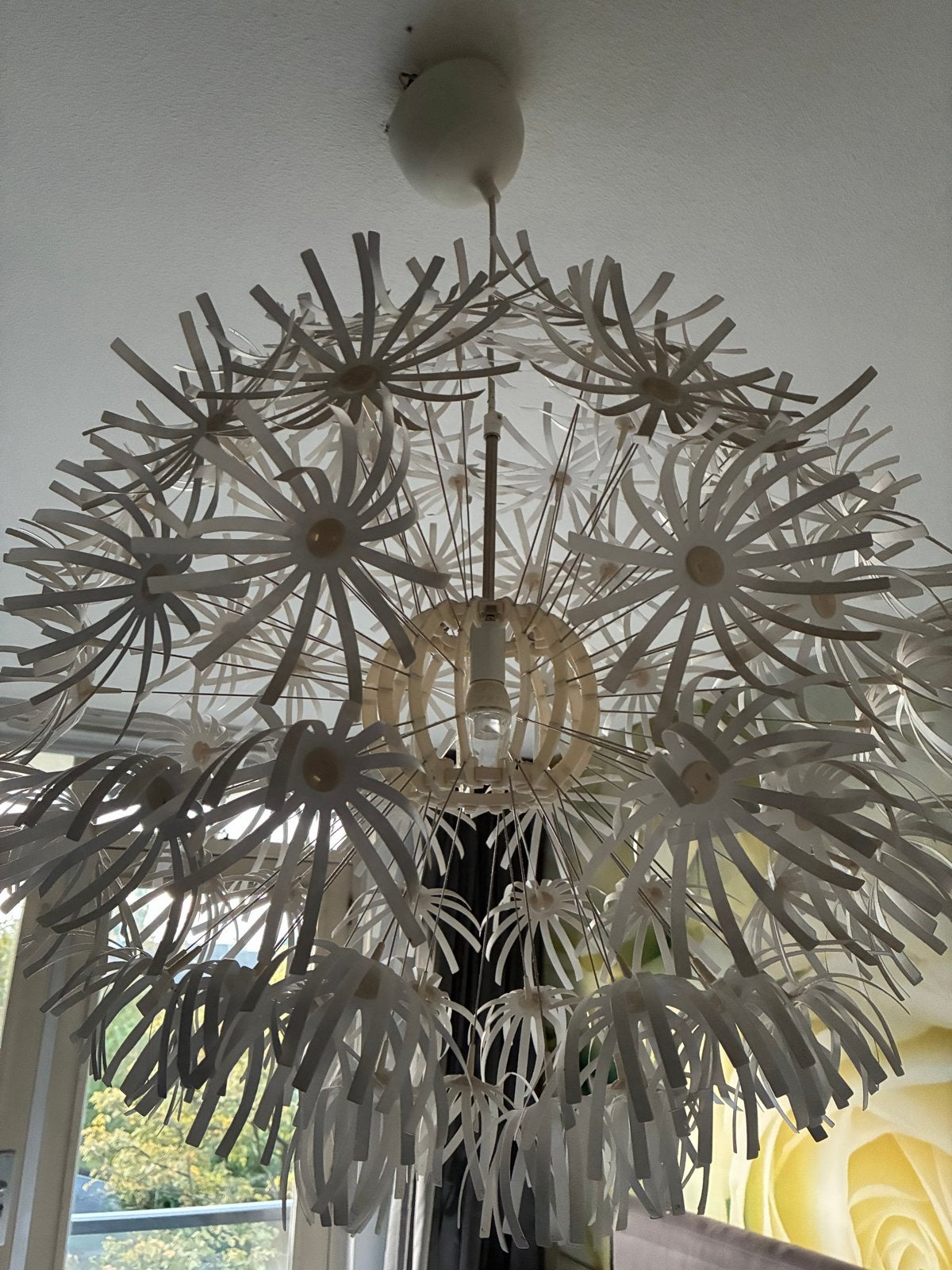 IKEA Maskros hanglamp - Witte bloem design, Ophalen, Zo goed als nieuw, Kunststof, E27 (groot)