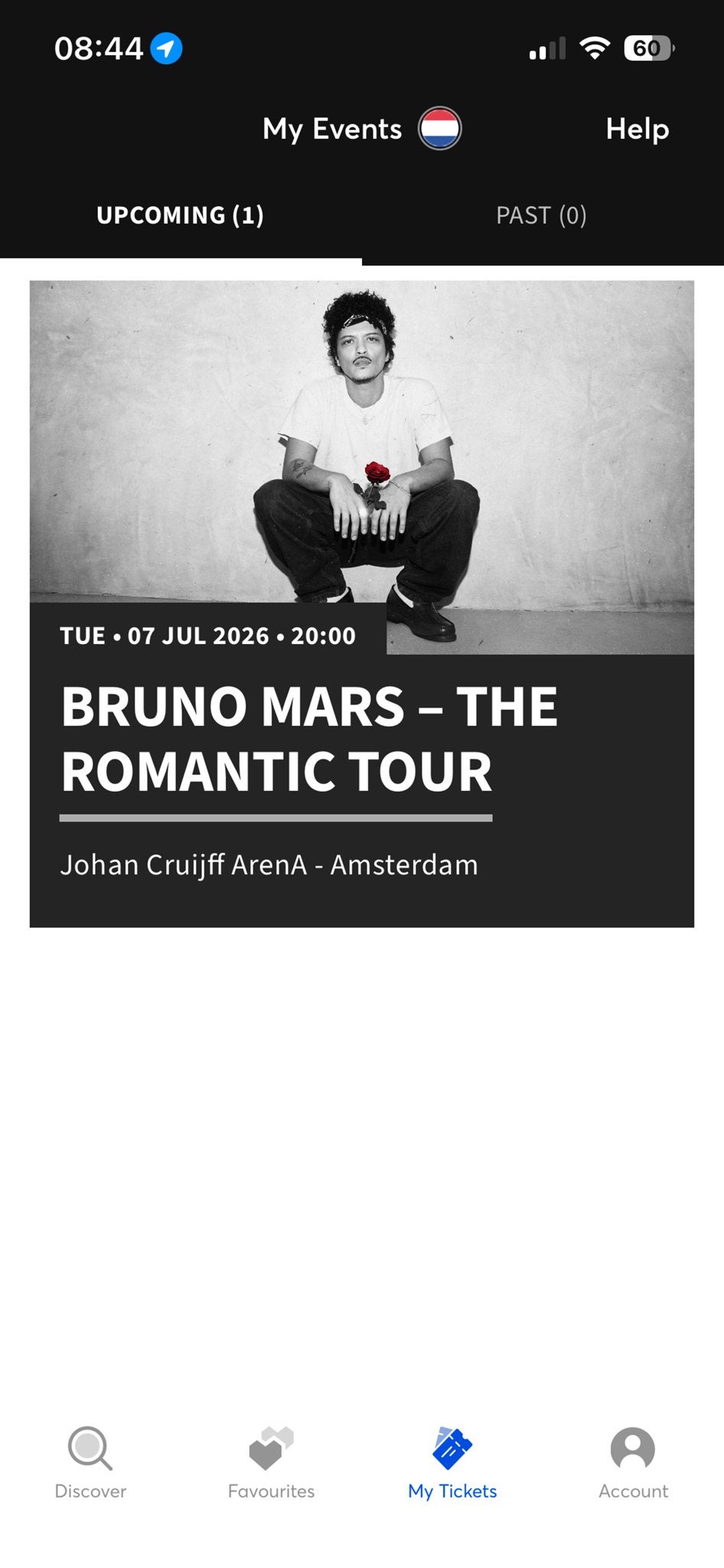 Bruno Mars Platinum zitplek, Tickets en Kaartjes, Eén persoon, Juli