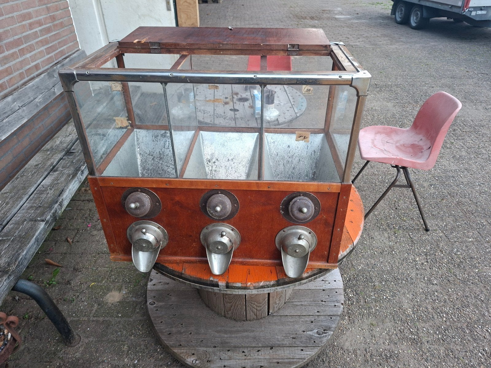 Coffee container antiek vitrine koffiebar vintage jaren 20, Ophalen, Gebruikt