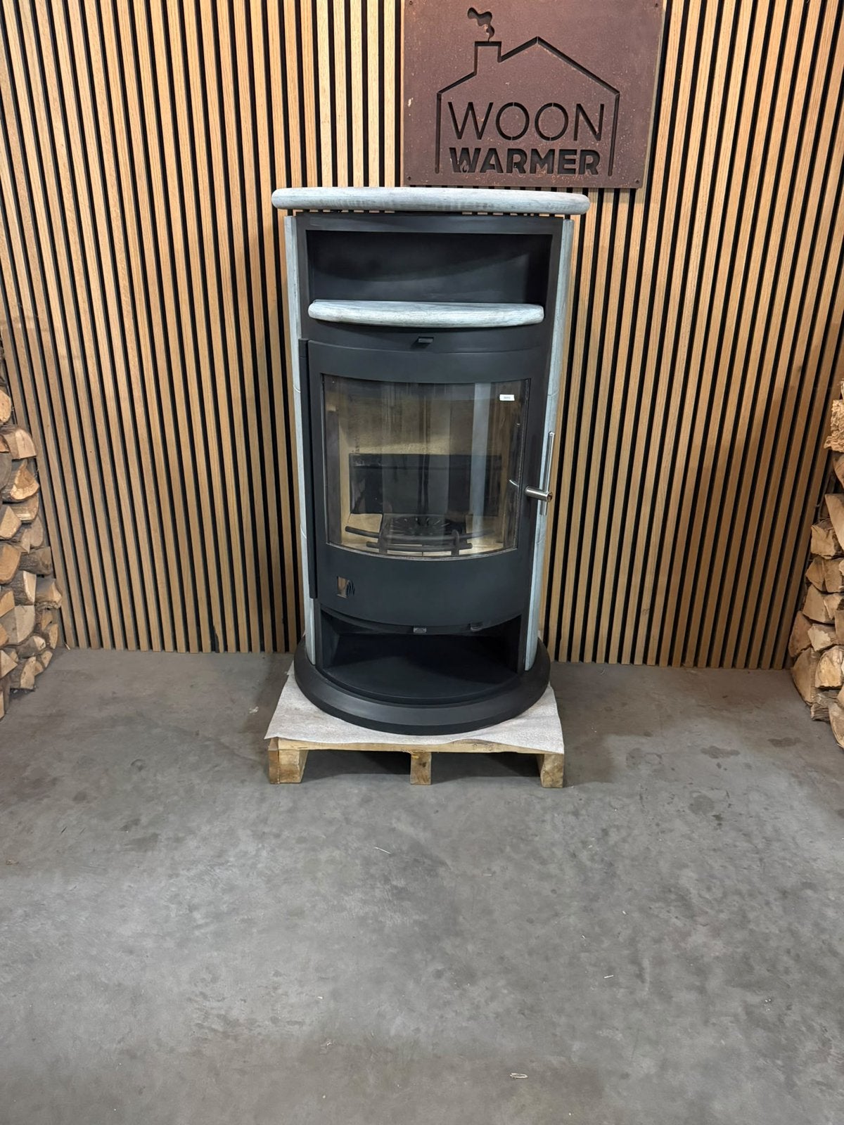 26093 Speksteenkachel Drooff Varese 7kw, Ophalen, Info@woonwarmer.nl, Gebruikt, Houtkachel