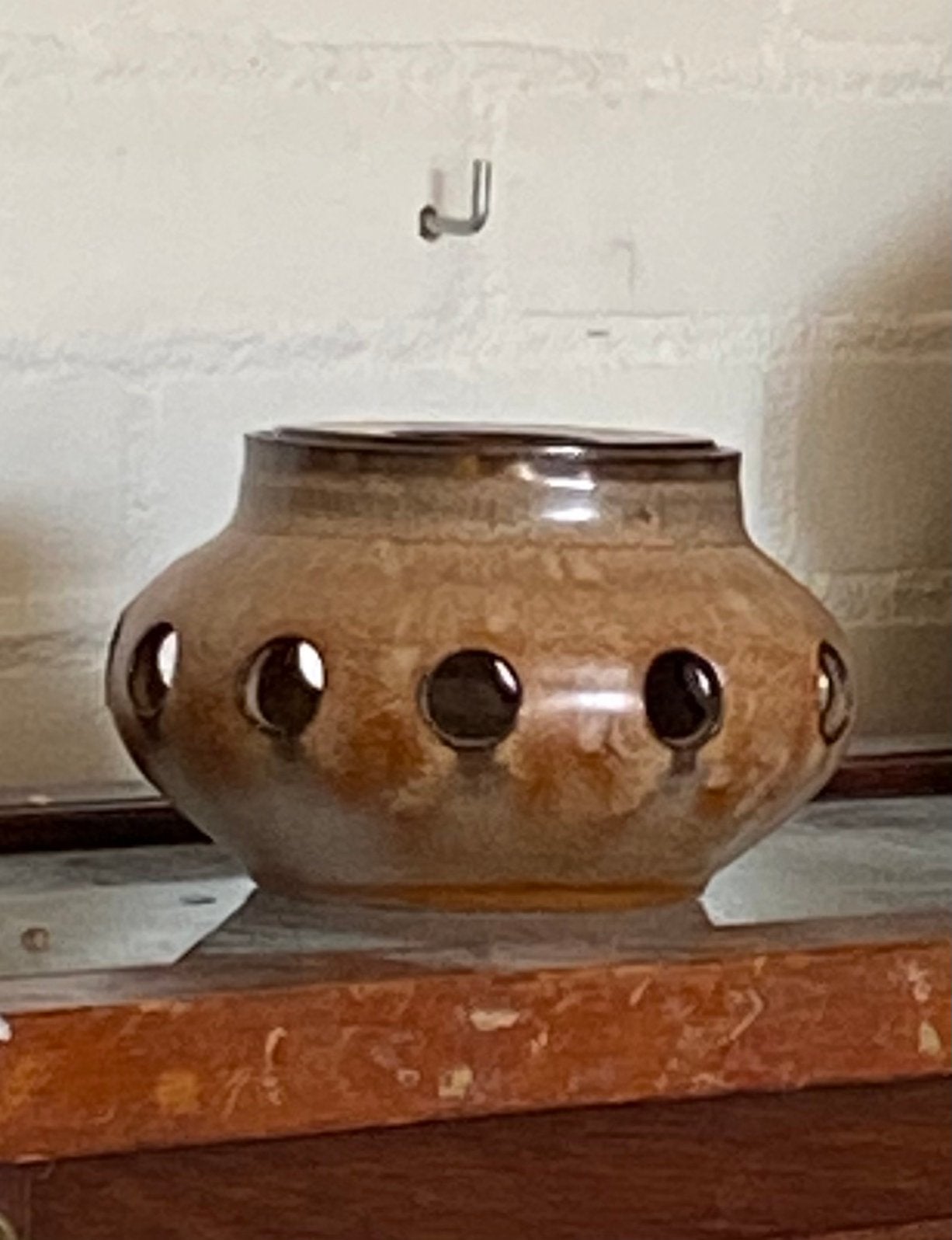 Flink retro keramieken theelicht bruin Soesbergen, Huis en Inrichting, Keuken | Servies, Keramiek, Overige typen, Ophalen of Verzenden