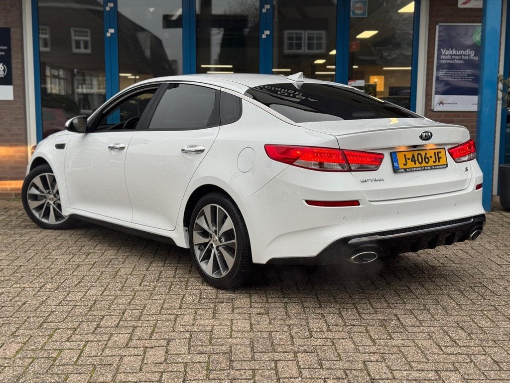 Kia OPTIMA S 2.4 AUT 2019 LEDER CLIMA LM APK NAP!, Auto's, Kia, Gebruikt, 4 cilinders, Optima, Wit