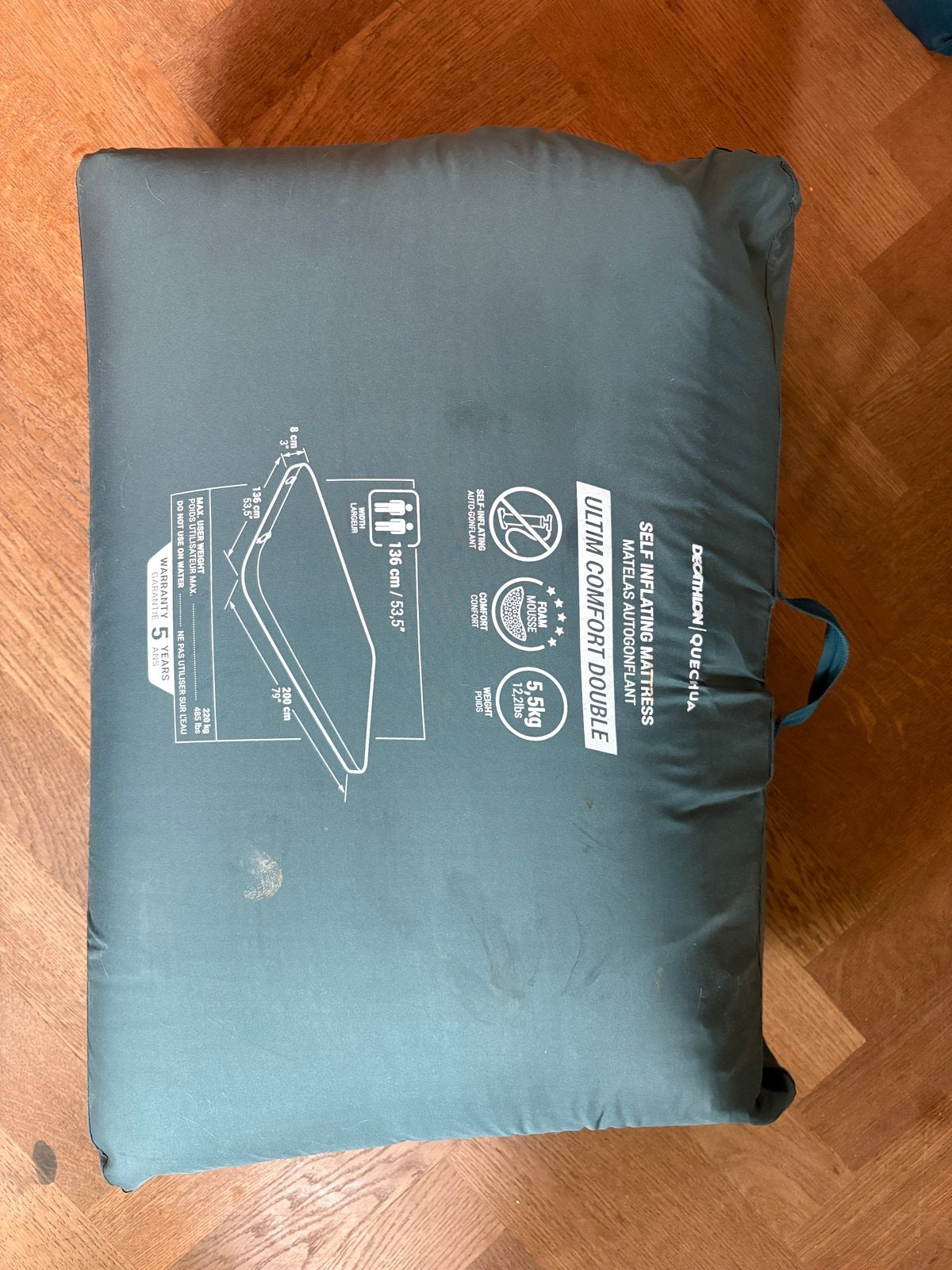 Decathlon Quechua Ultim Comfort Double zelfopblaasbaar matra, Ophalen, Ingebouwde pomp, Gebruikt, 2-persoons