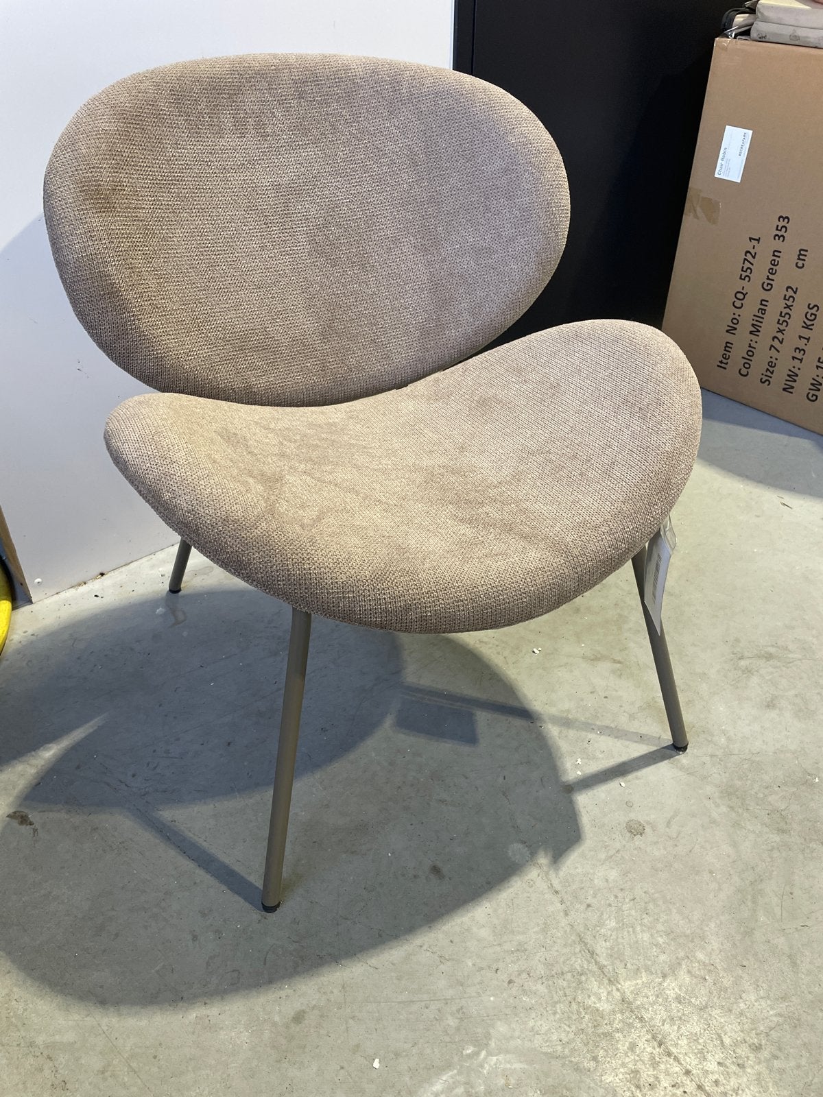 By-BooFauteuil  Grace - Bruin Stof met Metalen Frame, Bruin, Ophalen of Verzenden, Zo goed als nieuw, Eén