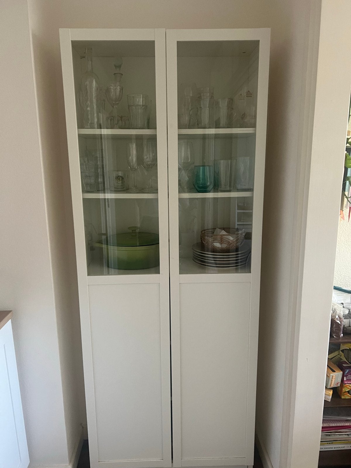 Billy/Oxberg boekenkast met glazen deuren - Nieuwstaat, Ophalen, 200 cm of meer, Nieuw, 50 tot 100 cm