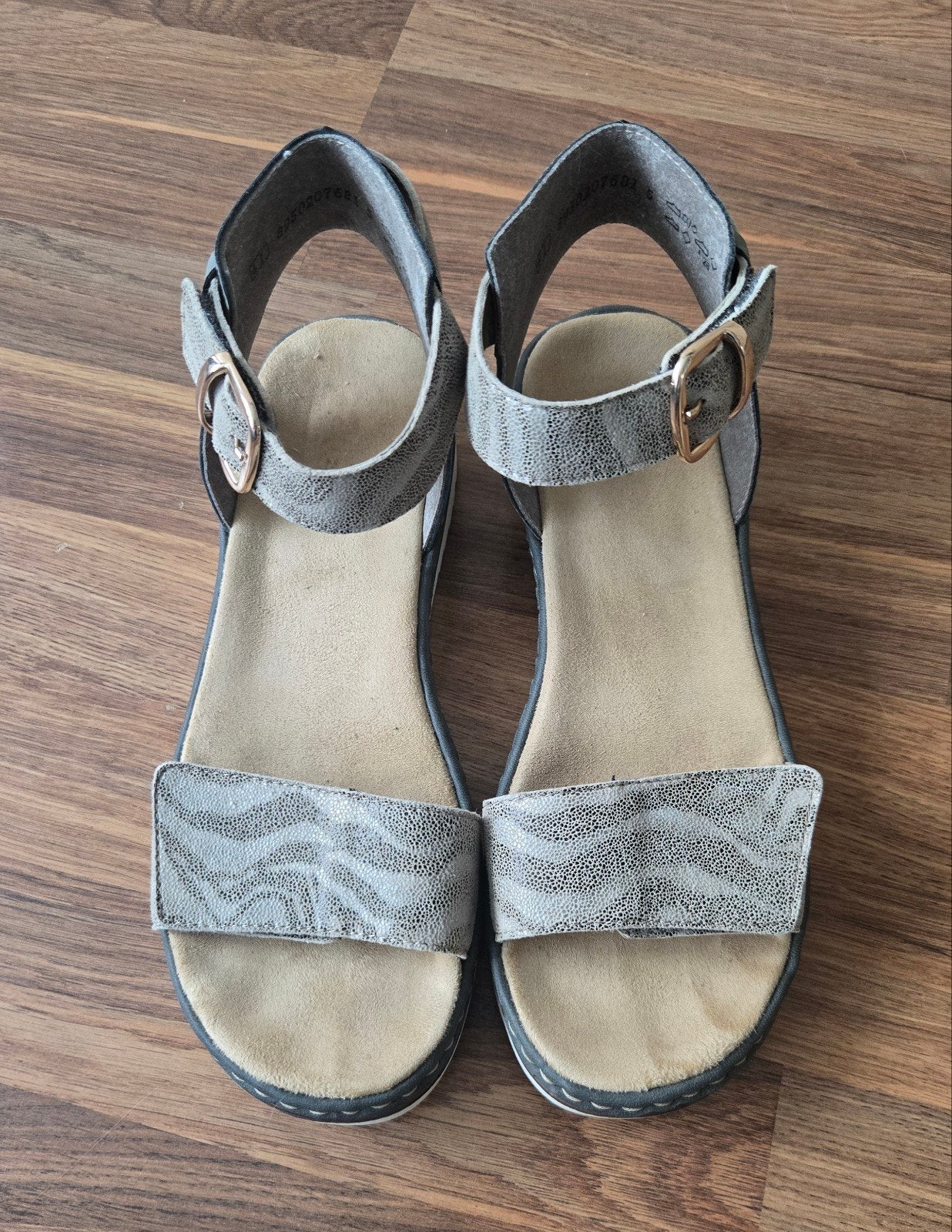 Grijze sandalen, Rieker maat 41, Zo goed als nieuw, Grijs, Rieker, Sandalen of Muiltjes