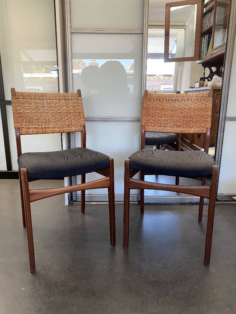 2 Vintage Design Stoelen | Louis van Teeffelen / Wébé stijl, Huis en Inrichting, Hout, Gebruikt, Twee, Bruin