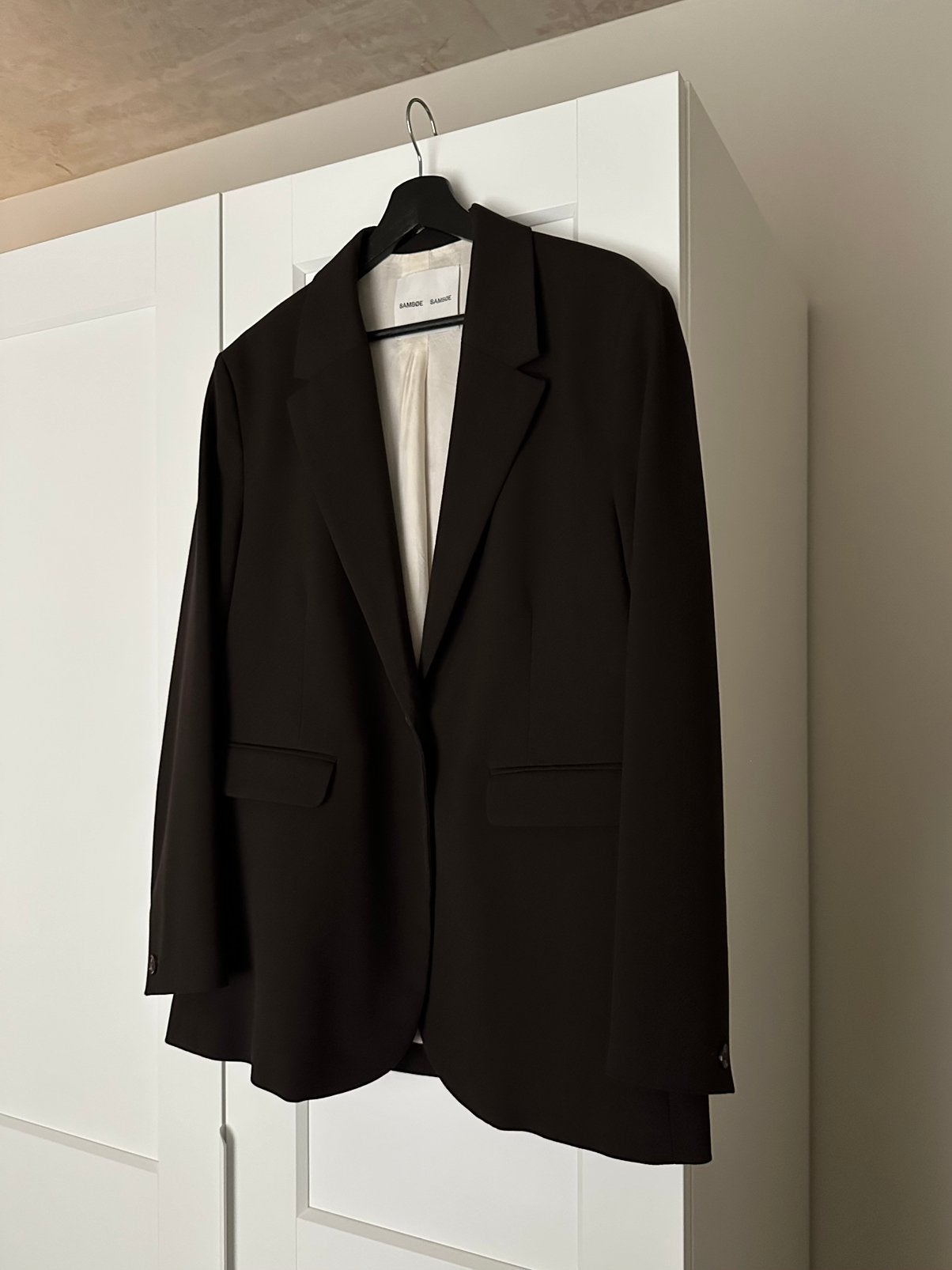 Samsøe Samsøe HAVEN halflange jas, blazer - brown, Maat 38/40 (M), Bruin, Ophalen of Verzenden, Zo goed als nieuw