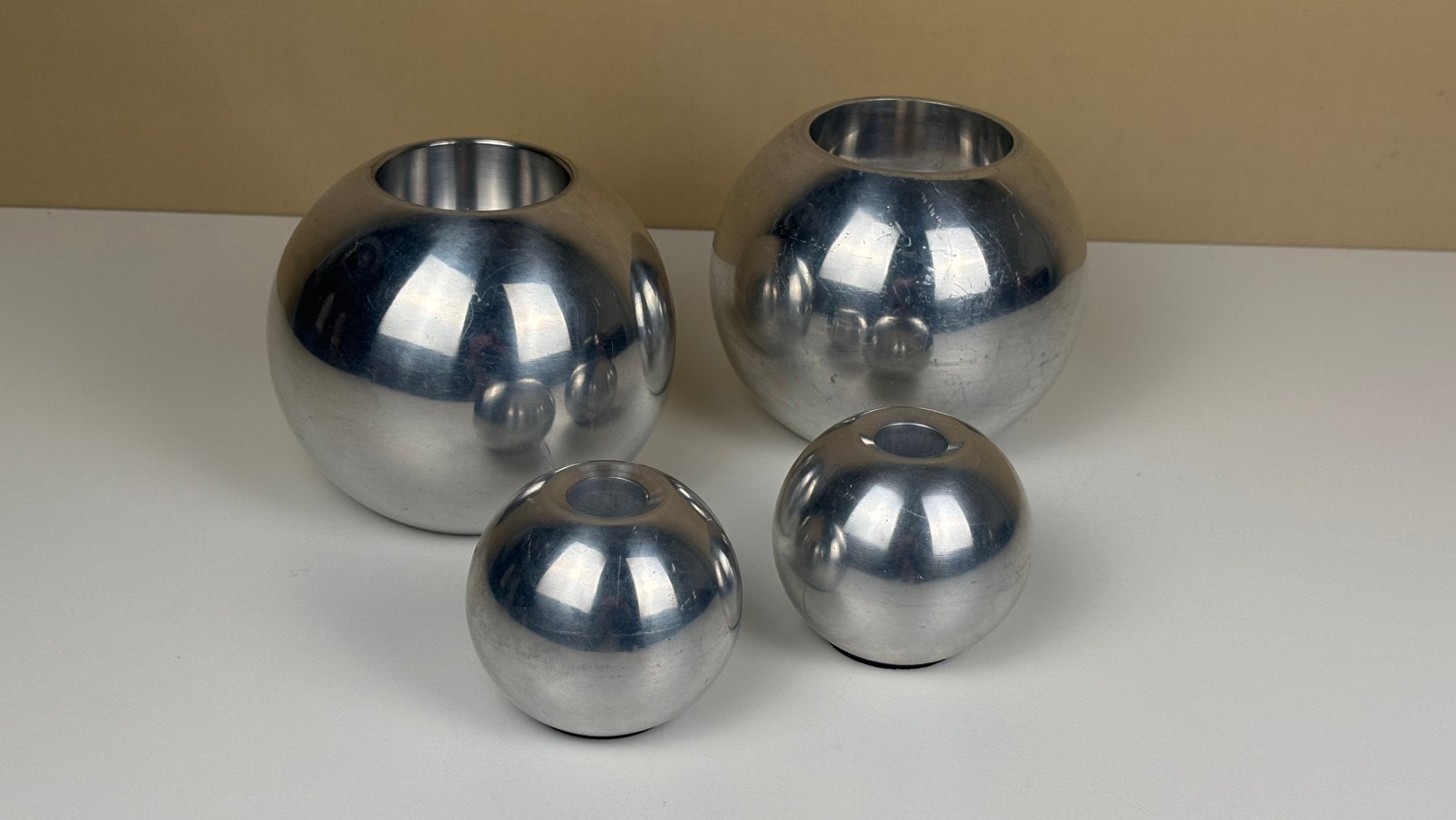 4 x vintage IKEA chroom bol kandelaars Nässjö Space Age, Huis en Inrichting, Vintage, Ikea, IKEA, Ophalen of Verzenden