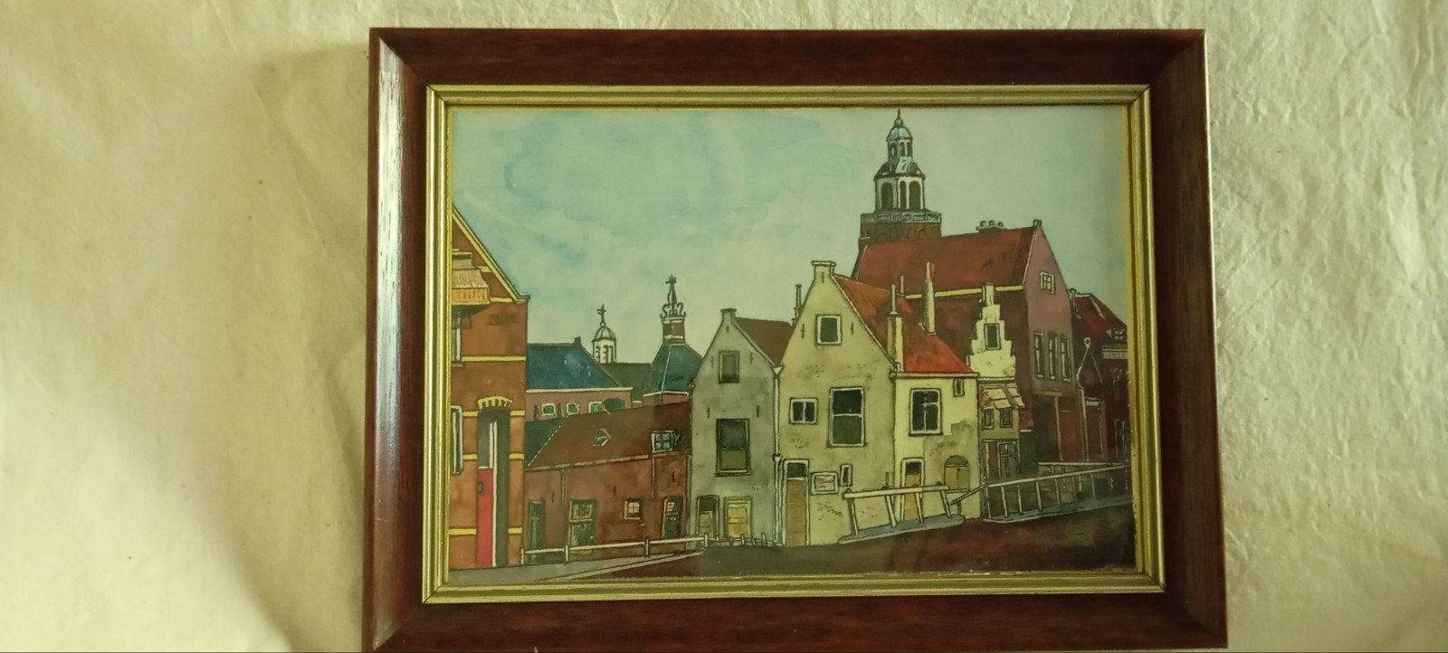 vintage schilderij A. Thomson afbraak Dijksteeg Vlaardingen, Ophalen of Verzenden