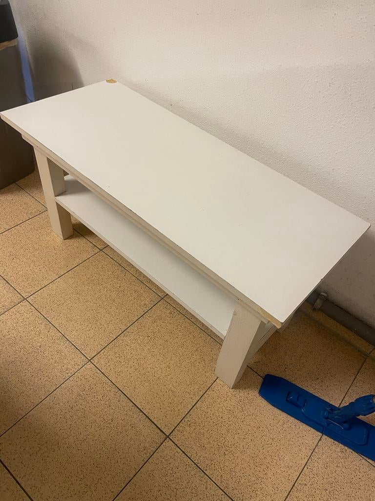 Witte houten sidetable, 95x40 cm met opbergplank, Gebruikt, 100 tot 150 cm, Ophalen of Verzenden, Minder dan 50 cm