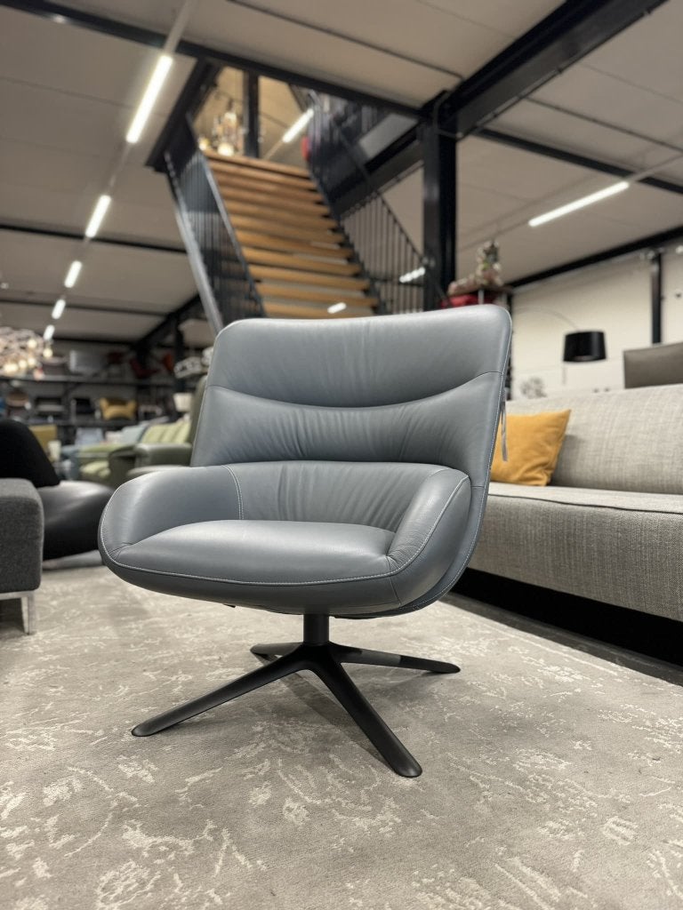 Nieuw Leolux Hilco Draai Fauteuil grijs leer design stoel