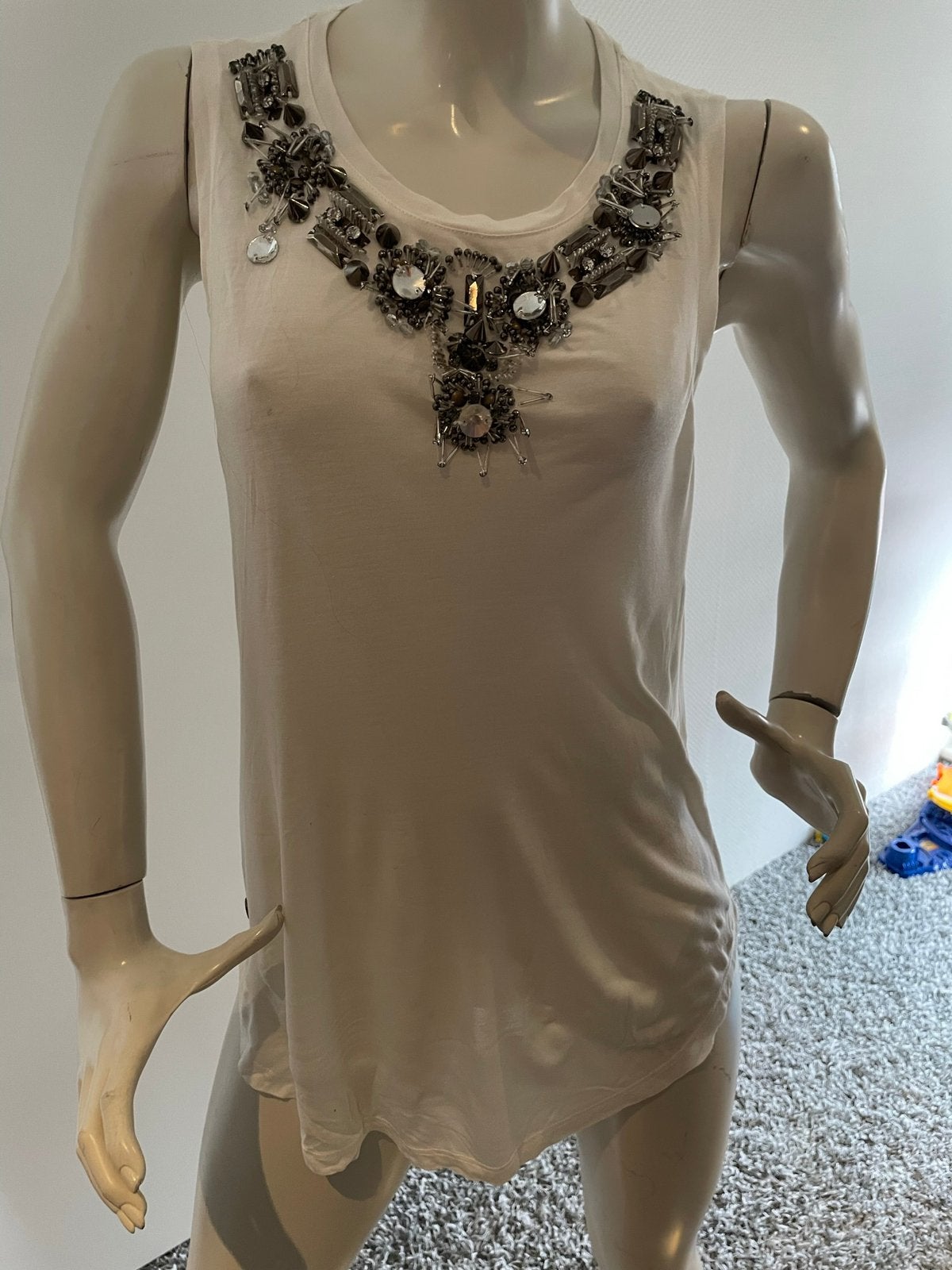 Philipp plein shirt met kralen en steentjes maat s, Wit, Ophalen of Verzenden, Zo goed als nieuw, Maat 36 (S)
