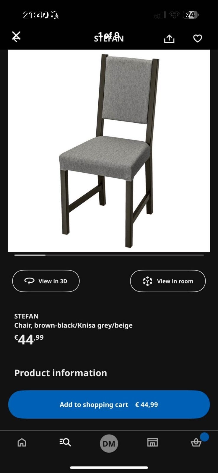 IKEA SANDSBERG Table + 4 STEFAN Chairs – Black/Grey, Huis en Inrichting, Stoelen, Ophalen, Zo goed als nieuw