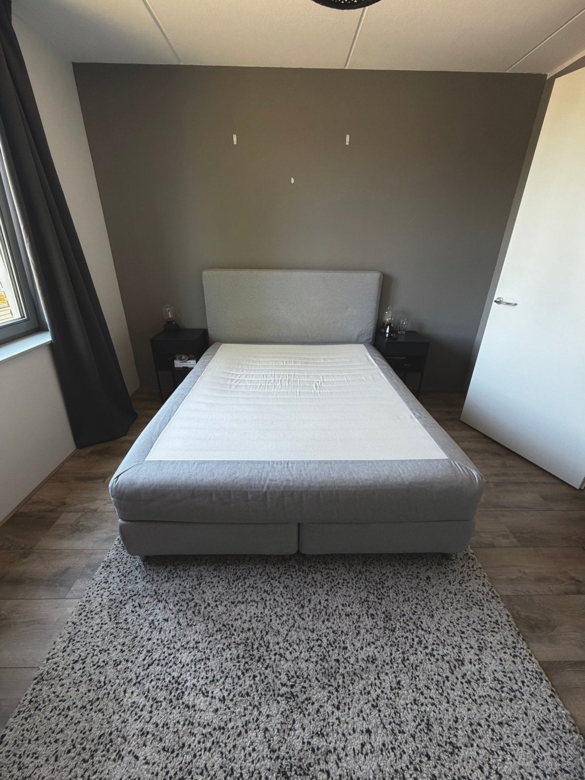 Boxspring dunvik grijs, Ophalen, Gebruikt, Tweepersoons, 200 cm
