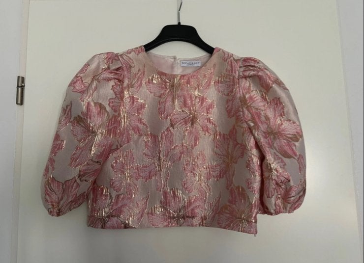Sophie & Me top met pofmouwen en bloemenprint, Kleding | Dames, Ophalen of Verzenden, Zo goed als nieuw, Korte mouw, Roze