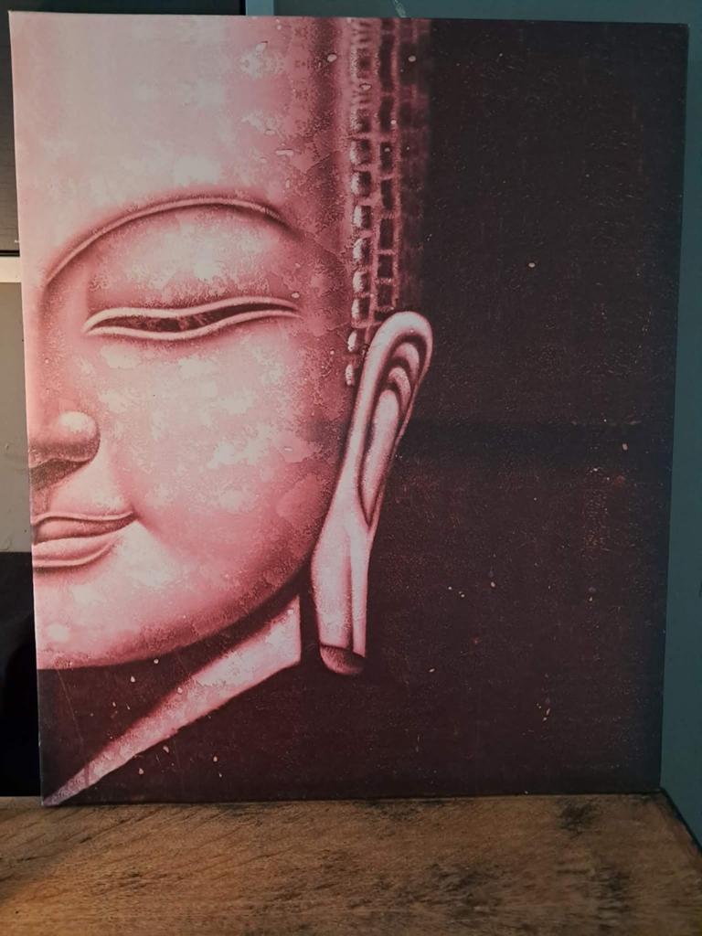 Buddha canvas 60x50, Huis en Inrichting, Woonaccessoires | Schilderijen, Tekeningen en Foto's, Ophalen, 50 tot 75 cm, Schilderij