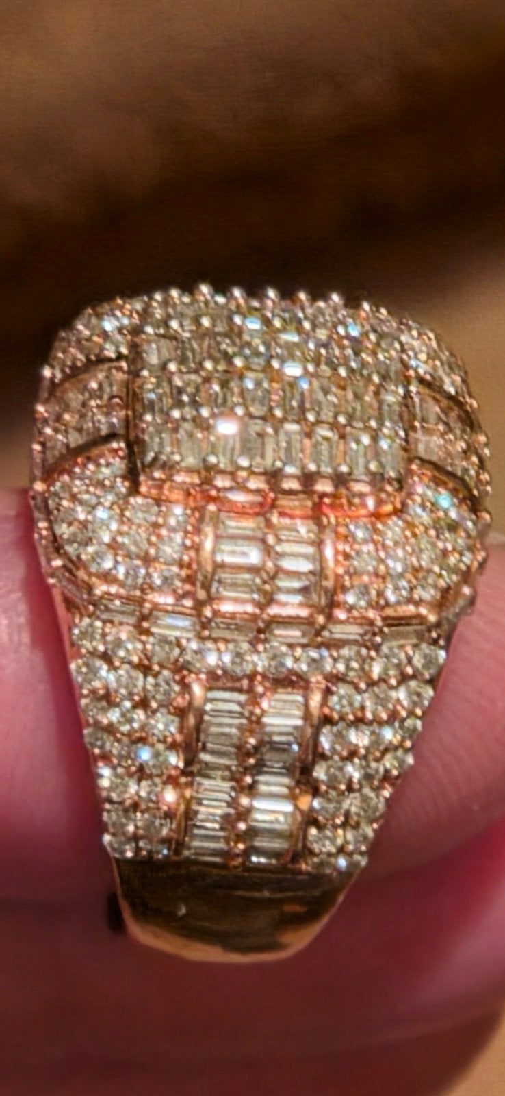 Prachtige roségouden ring met diamanten, Ophalen, Zo goed als nieuw, 17 tot 18, Met edelsteen