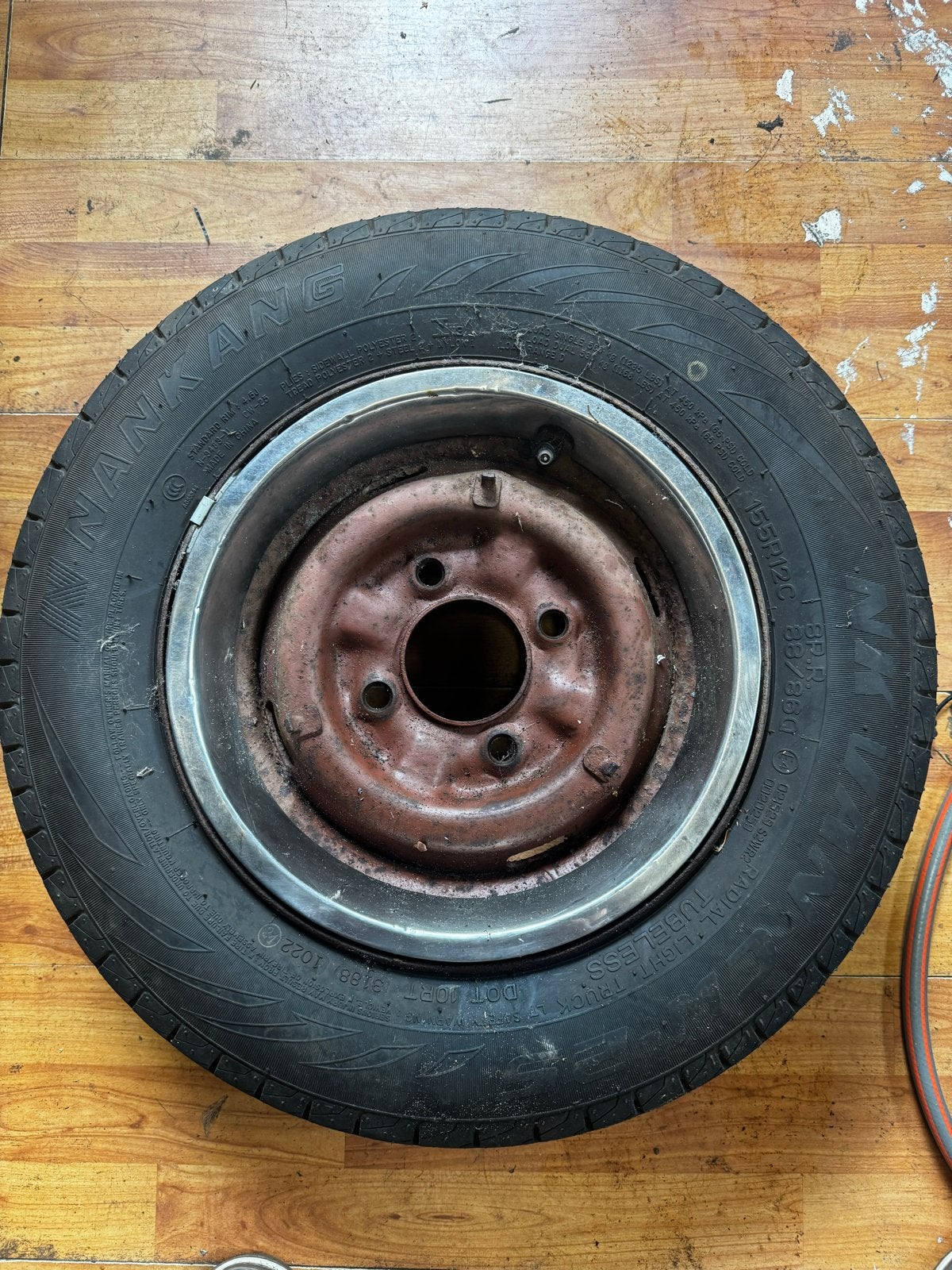 Band + velg |155R12C | steekmaat 115 mm | aanhanger-trailer|, Ophalen of Verzenden, Gebruikt
