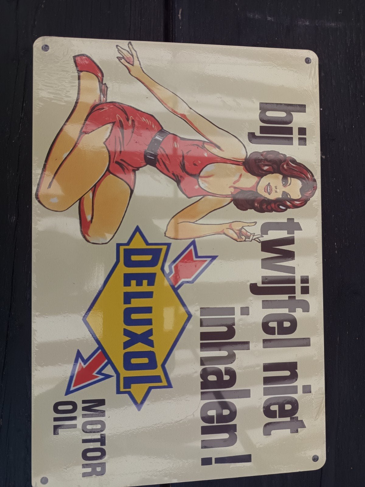 Deluxol blikken bord(reproductie), Verzamelen, Ophalen of Verzenden, Nederland