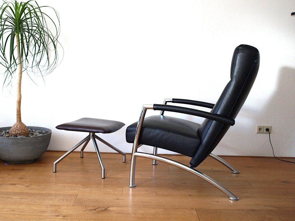 Leolux Helical leren design fauteuil relaxfauteuil, Ophalen, Zo goed als nieuw, 50 tot 75 cm, Leer