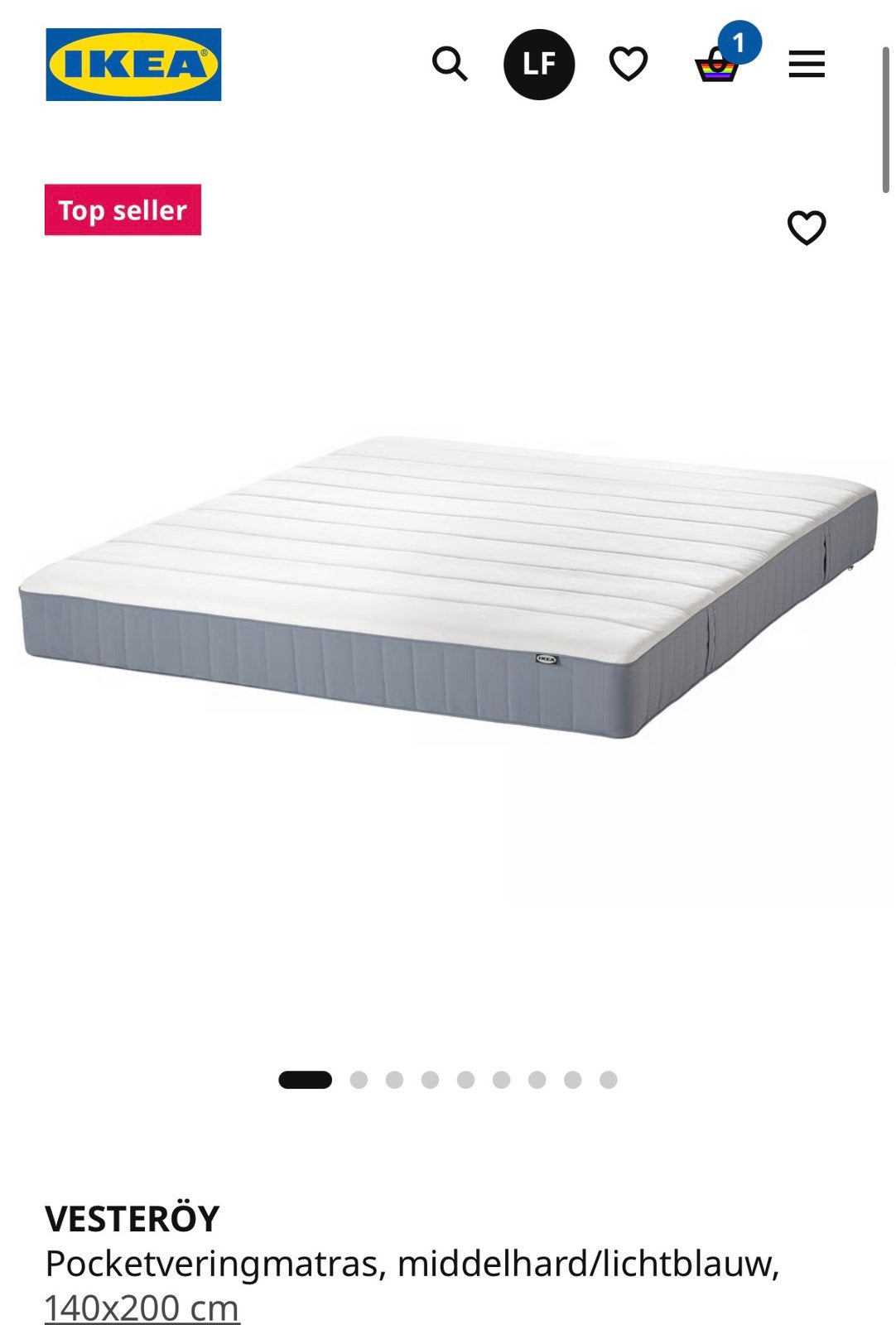 Ikea Vesteroy matras 140x200 + lattenbodem Ikea Lonset, Ophalen, Tweepersoons, 140 cm, Zo goed als nieuw