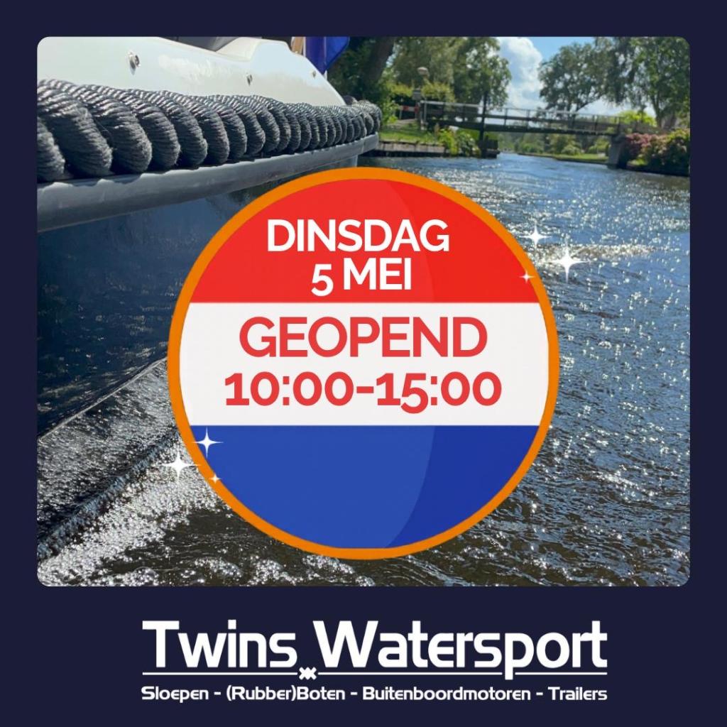 VAARKLAAR! Twins 435 met Tohatsu 20 PK en Dekzeil (bj 2020), Gebruikt, Polyester, Overige brandstoffen, 3 tot 6 meter
