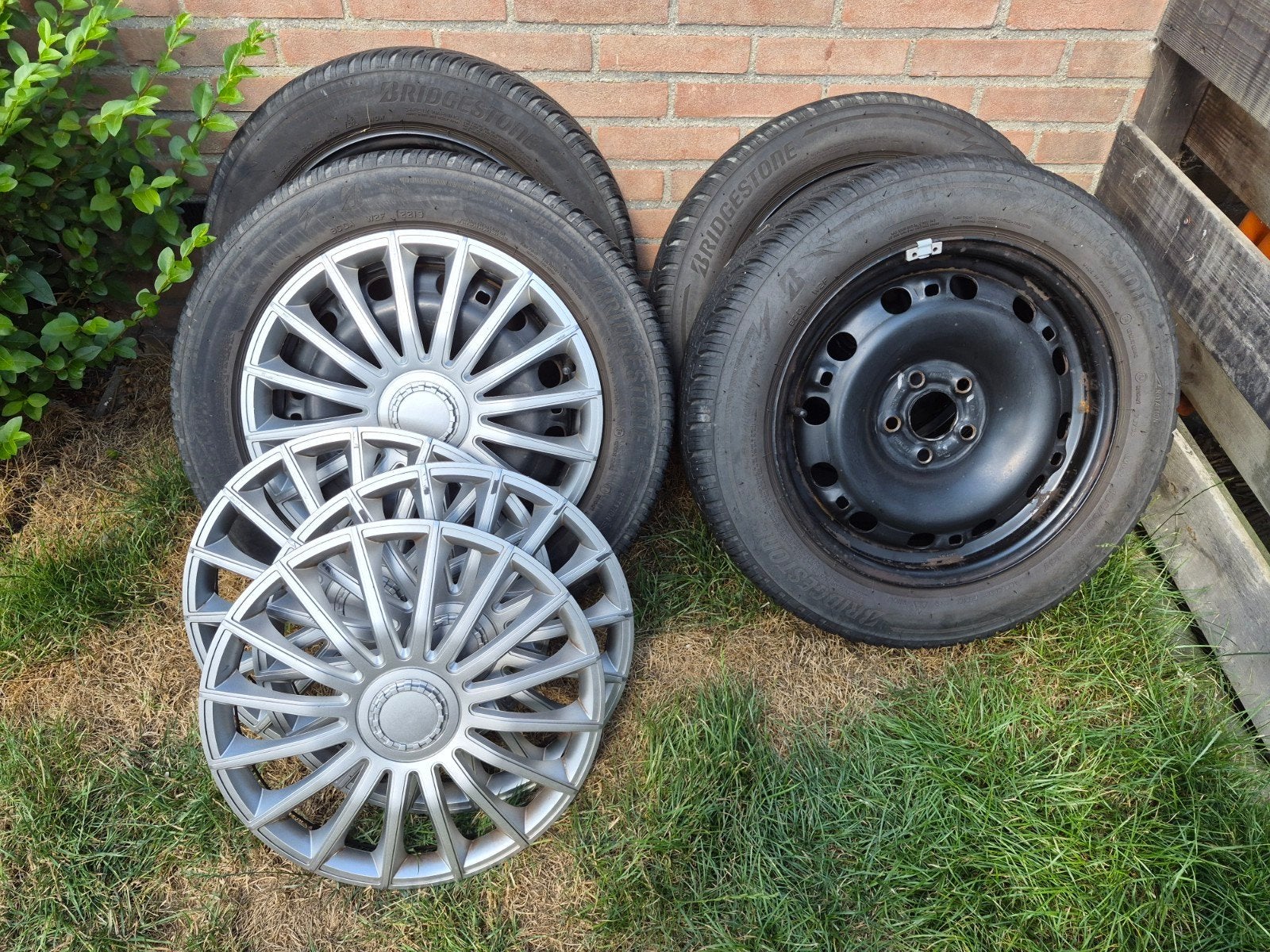 Set velgen met winterbanden 5x100, Ophalen, 15 inch, Banden en Velgen, 185 mm