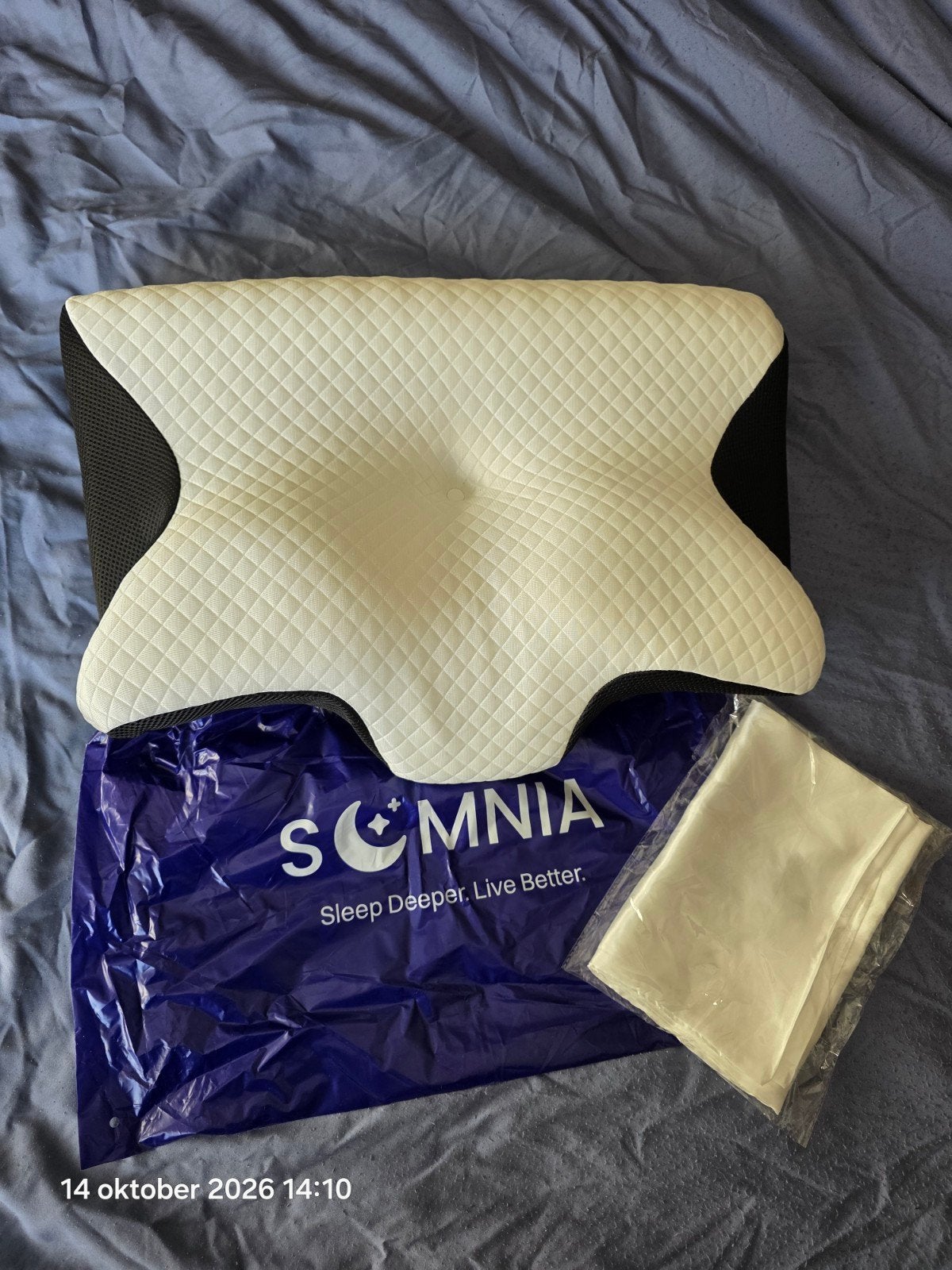 Somnia Ergonomisch Kussen met Verkoelende Kussensloop, Eenpersoons, Wit, Ophalen of Verzenden, Zo goed als nieuw