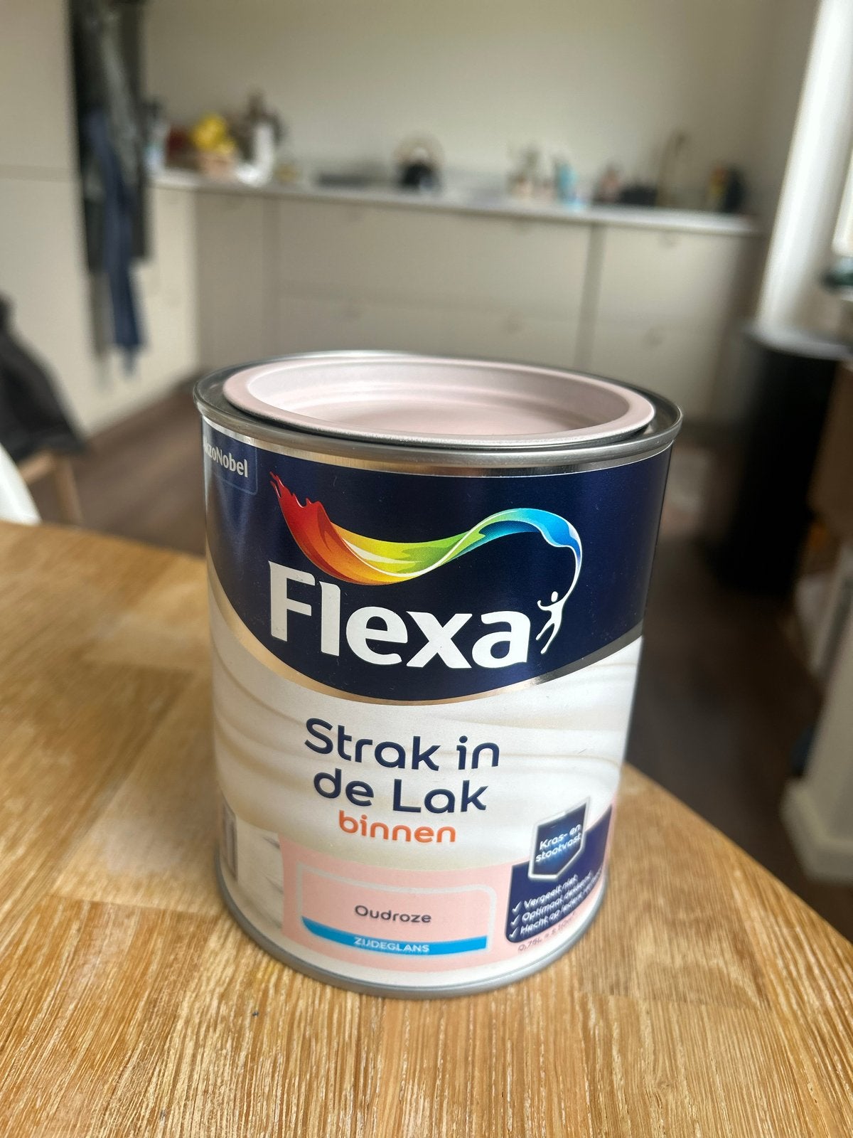 Flexa Strak in de Lak Binnen Zijdeglans Oudroze 0.75L, Ophalen of Verzenden, Nieuw, Overige typen