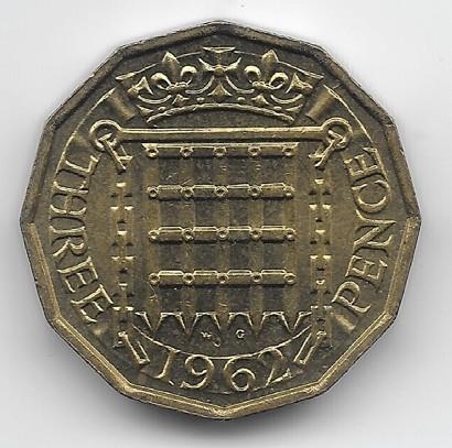 Verenigd Koninkrijk 3 pence 1962 KM# 900, Verzenden, Overige landen, Losse munt