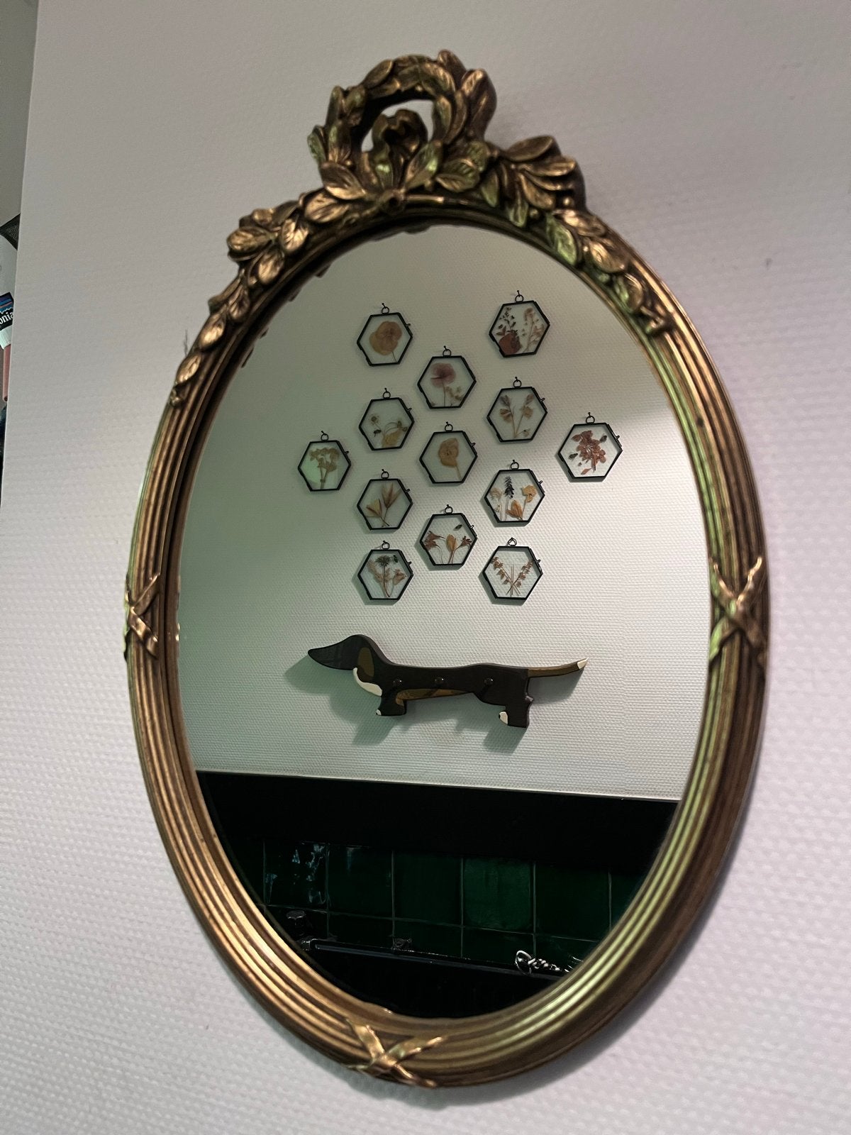 vintage Pieterman Inter Art kuifspiegel goudkleurig – 48 cm, Ophalen, Minder dan 50 cm, Zo goed als nieuw, Minder dan 100 cm