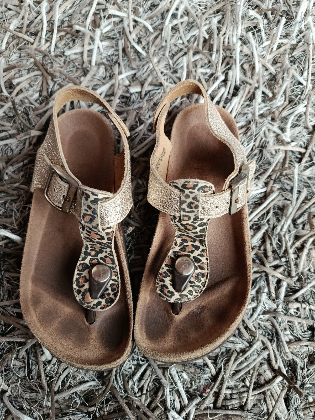 Gouden sandalen met luipaardprint, Gebruikt, Kipling, Meisje, Overige typen