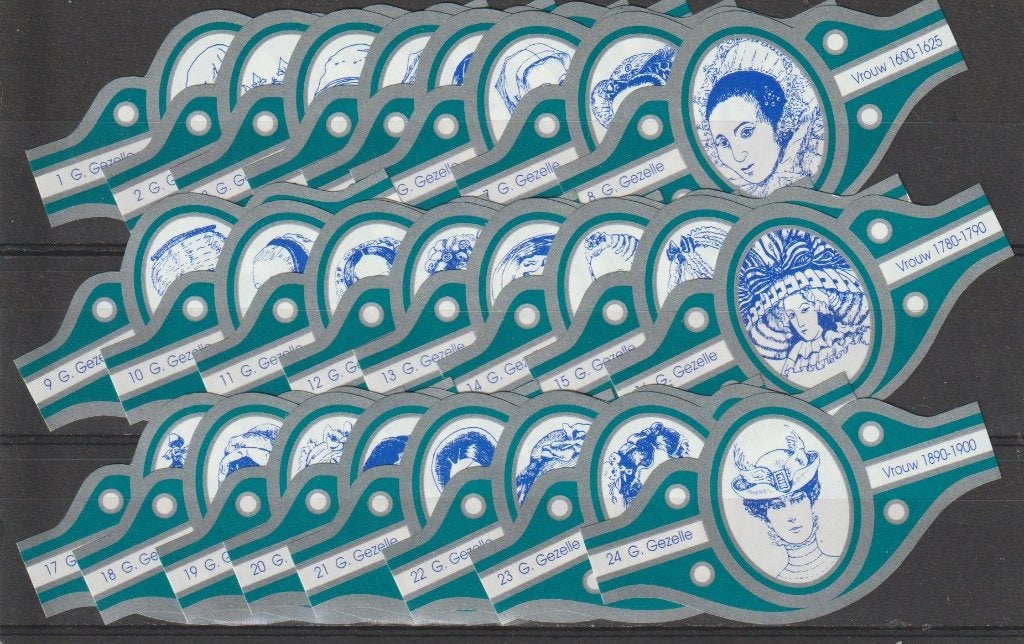 reeks 652    vrouw    1-24  sigarenbanden, Ophalen of Verzenden, Zo goed als nieuw, Sigarenbandjes