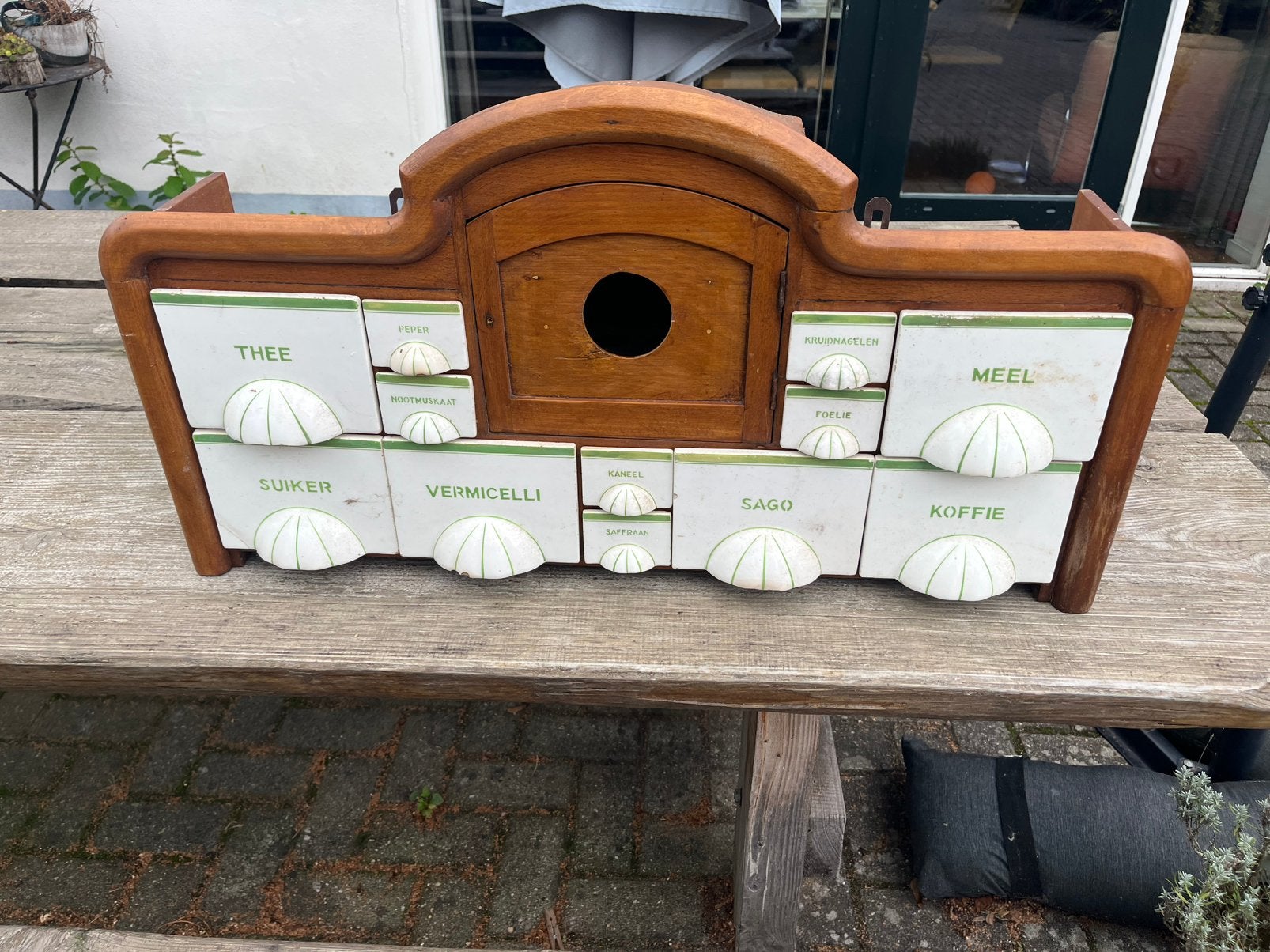 Voorraad kast oud jaren 30-40-50 vintage retro ceramiek hout, Ophalen of Verzenden, Huis en Inrichting