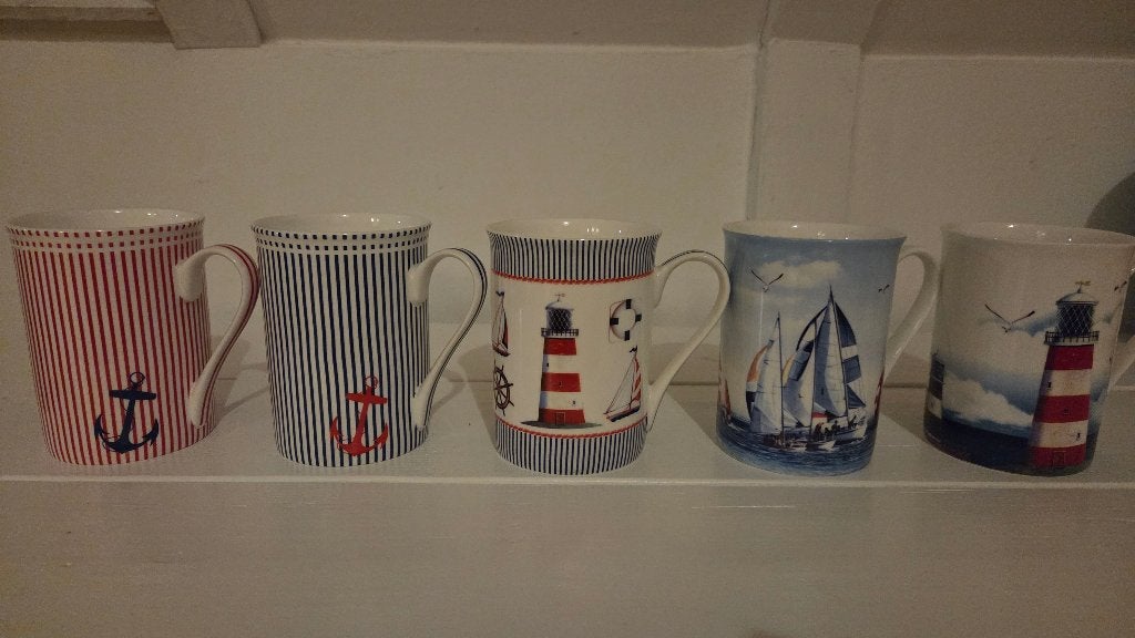 Set nautische bekers 5 stuks, Maxwell & Wiliams, Huis en Inrichting, Keuken | Servies, Overige merken, Zo goed als nieuw, Overige stijlen