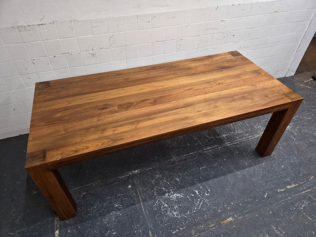 Massief noten tafel / eettafel / eetkamertafel, Gebruikt, Onbekend, 200 cm of meer, Vijf personen of meer