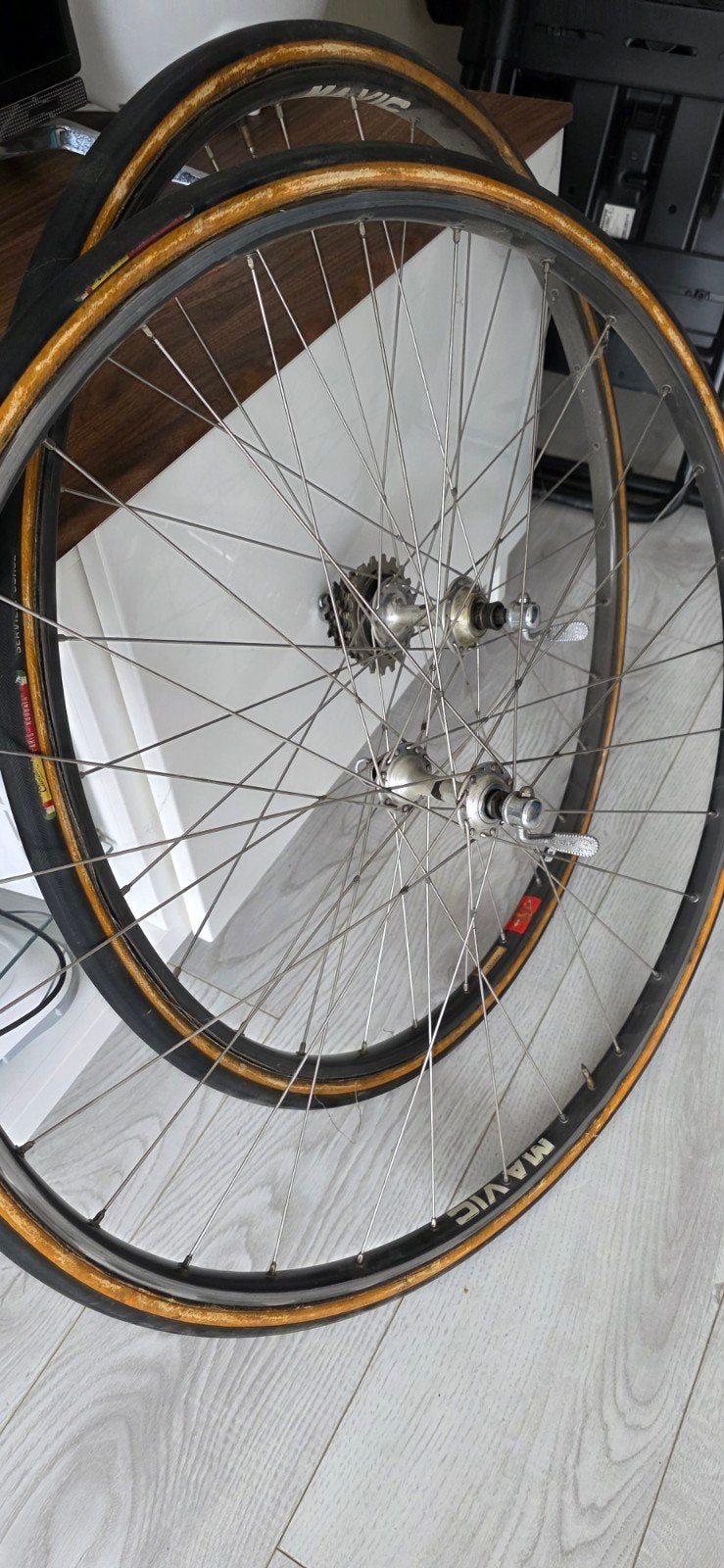 Campagnolo Record Mavic SSC Wielen 28 Spaaks Gesoldeerd, Gebruikt, Campagnolo, Oldtimerfiets, Aluminium